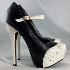 Black & white platform heels